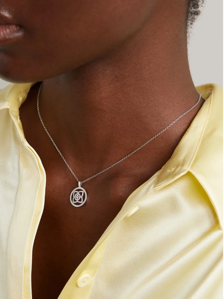 De Beers London Lotus By De Beers 18-karat White Gold Diamond Necklace