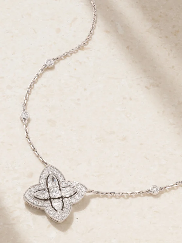 De Beers London Lotus By De Beers 18-karat White Gold Diamond Necklace