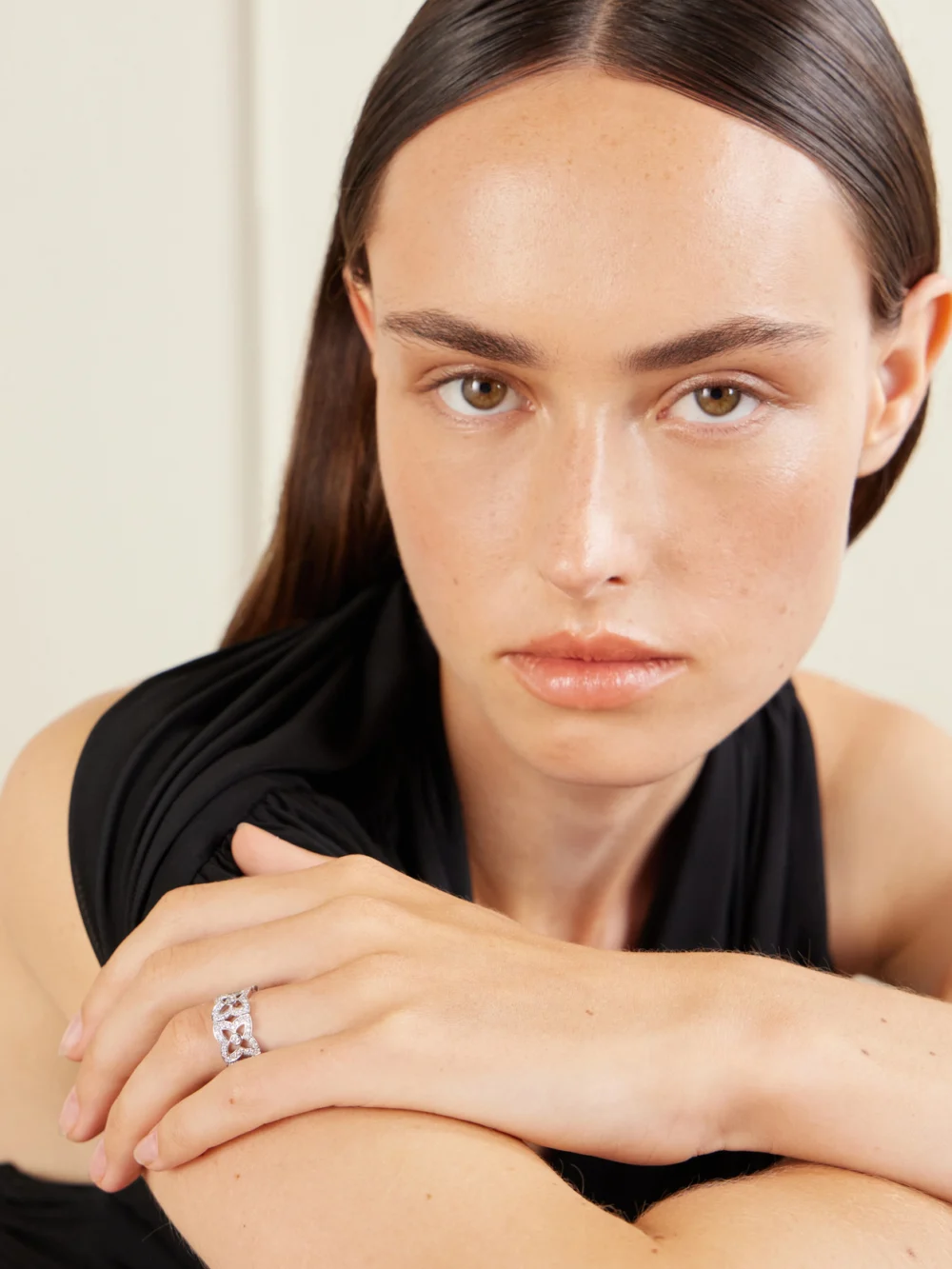 De Beers London Lotus By De Beers 18-karat White Gold Diamond Ring, styled view