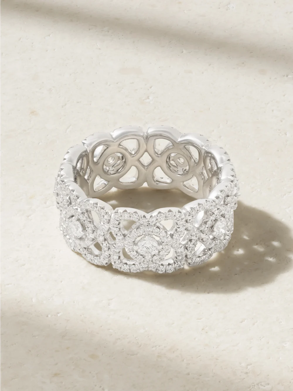 Back view of the De Beers London Lotus By De Beers 18-karat White Gold Diamond Ring
