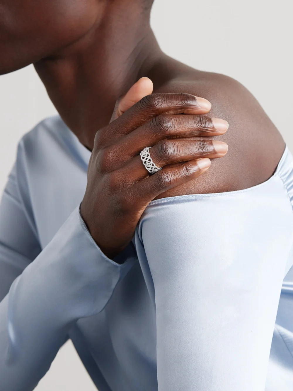 De Beers London Lotus By De Beers 18-karat White Gold Diamond Ring, styled view