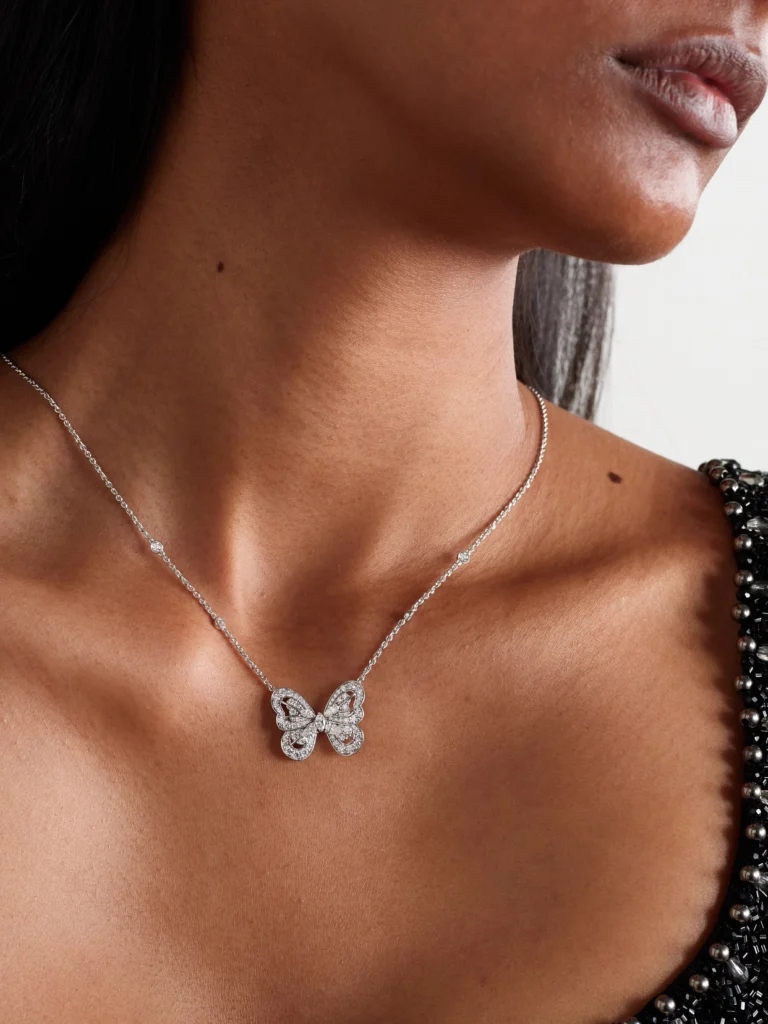 De Beers London Portraits of Nature Butterfly 18-karat White Gold Diamond Necklace