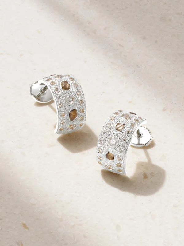De Beers London Talisman 18-karat White Gold Diamond Hoop Earrings