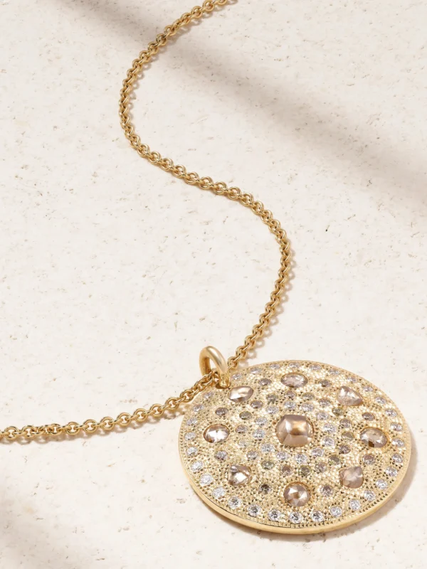 De Beers London Talisman Medal Large 18-karat Gold Diamond Necklace