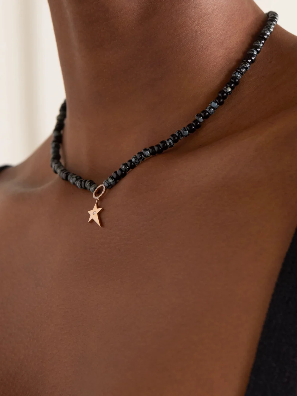 Diane Kordas 14-karat Rose Gold, Bead and Diamond Necklace, styled view