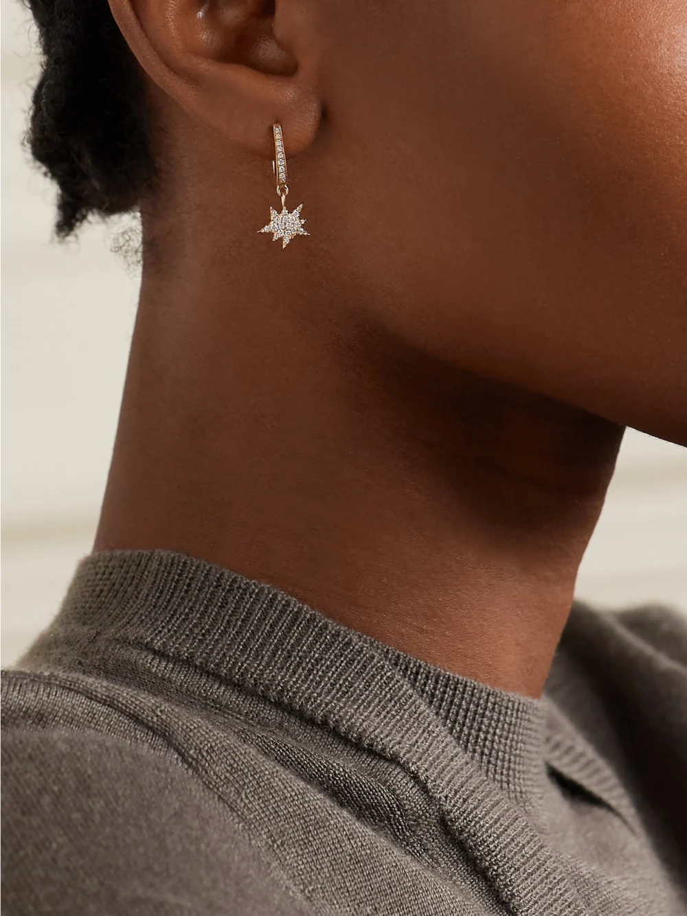Diane Kordas 18-karat Rose Gold Diamond Single Earring, styled view
