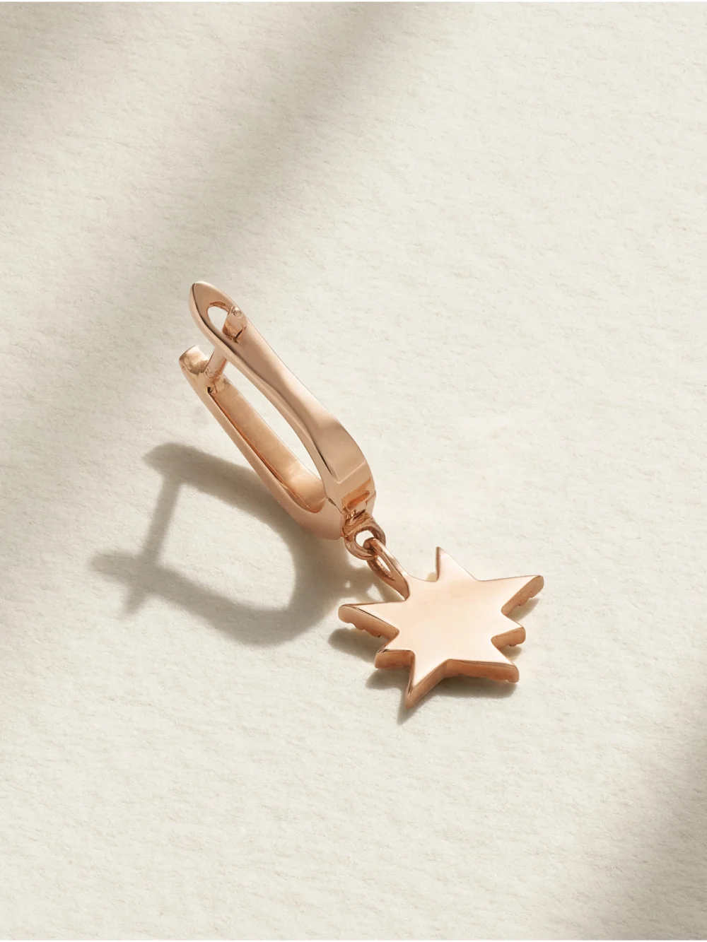 Back view of the Diane Kordas 18-karat Rose Gold Diamond Single Hoop Earring