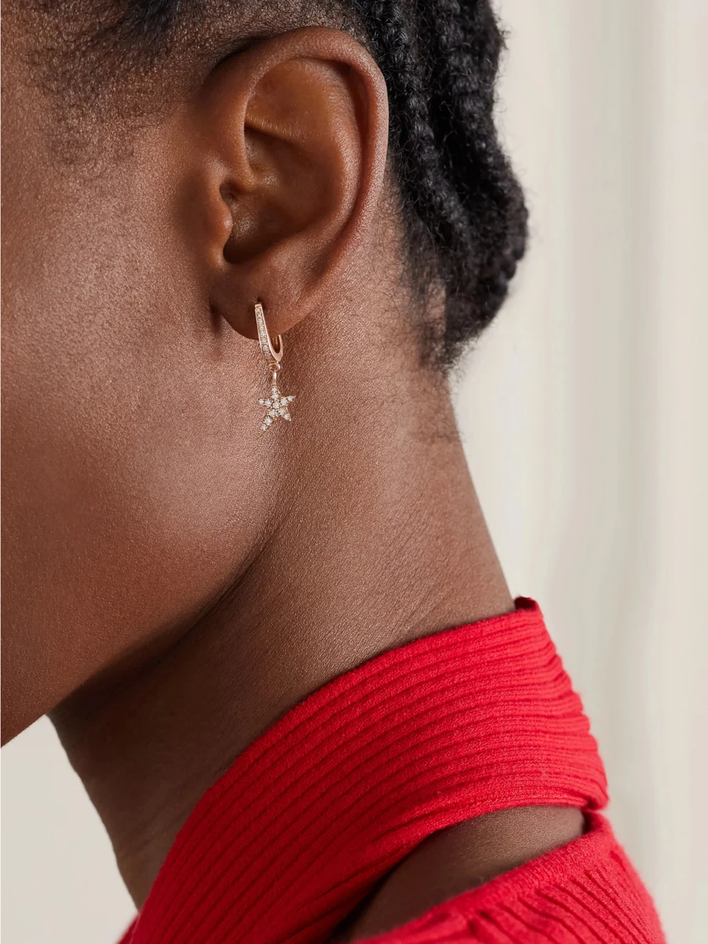 Diane Kordas 18-karat Rose Gold Diamond Single Hoop Earring, styled view