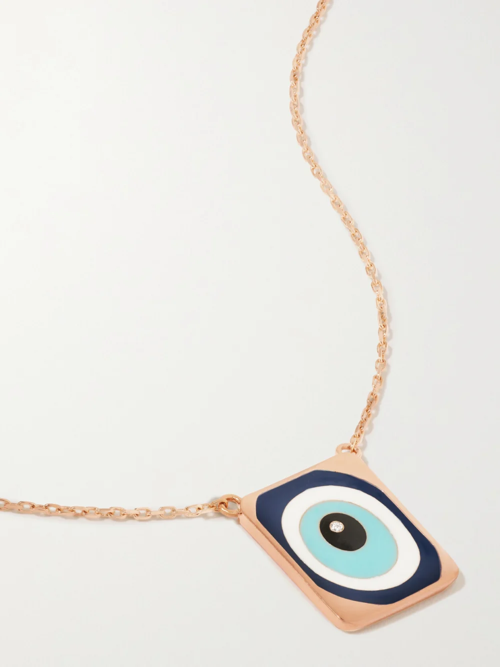 Diane Kordas 18-karat Rose Gold, Enamel and Diamond Necklace