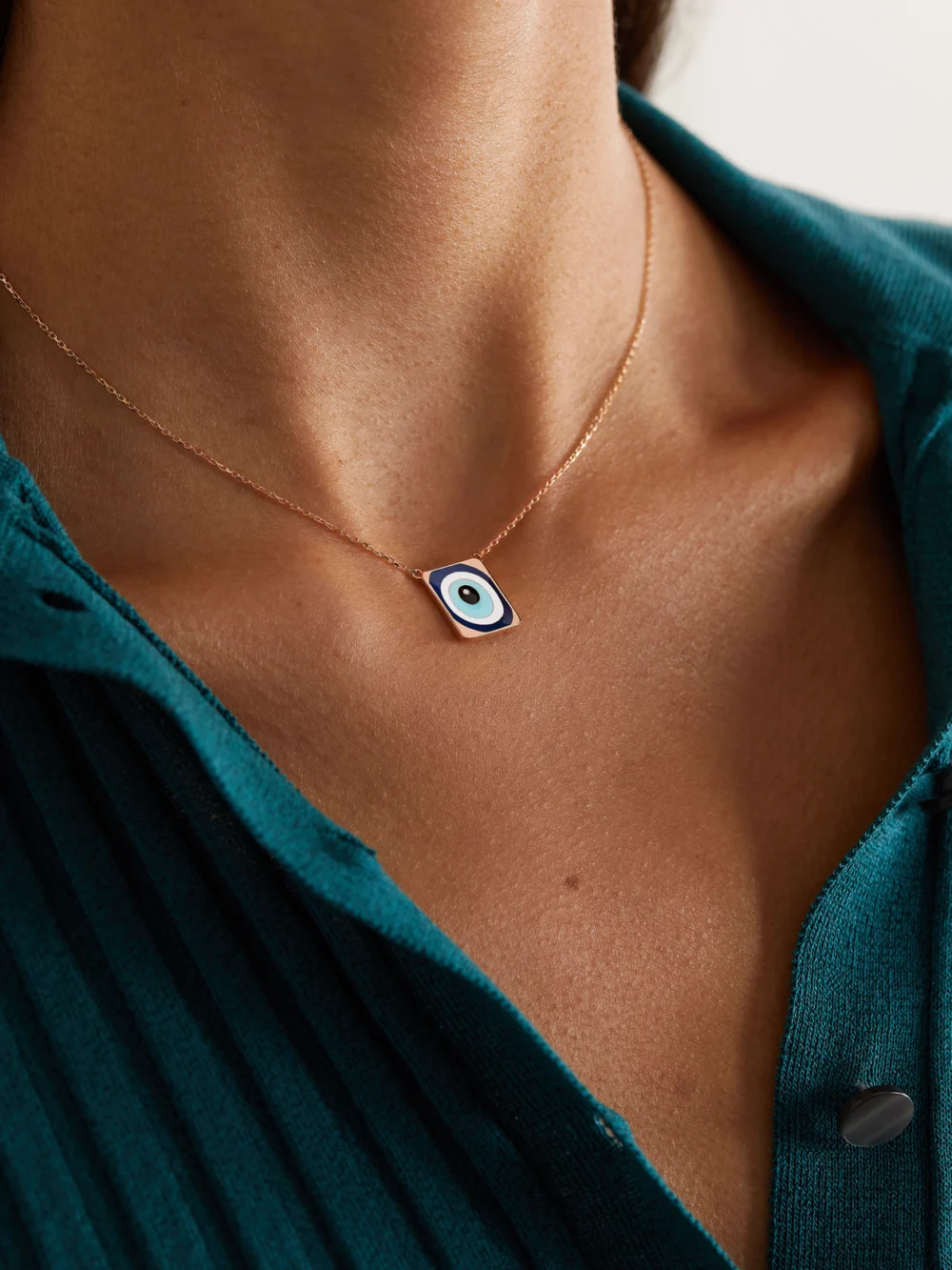 Diane Kordas 18-karat Rose Gold, Enamel and Diamond Necklace, styled view