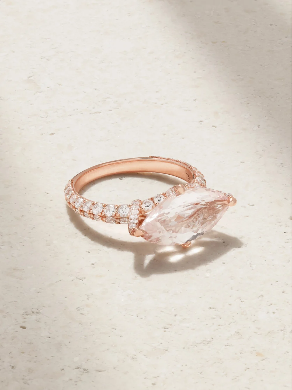 Diane Kordas 18-karat Rose Gold, Morganite and Diamond Pinky Ring in 3
