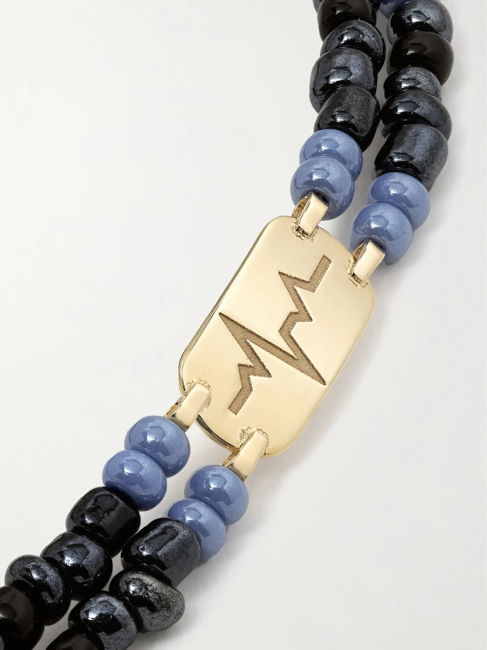 Close-up detail of the Diane Kordas Double Strand 18-karat Gold Beaded Bracelet