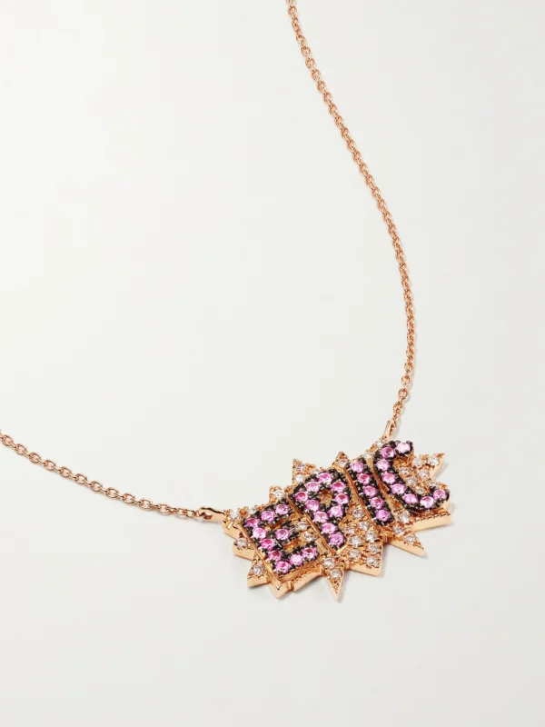 Diane Kordas Epic 18-karat Rose Gold, Sapphire and Diamond Necklace