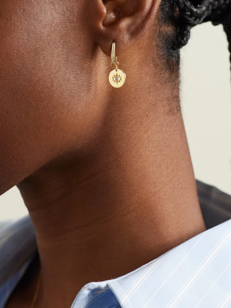 Diane Kordas Evil Eye 18-karat Gold, Diamond and Sapphire Earrings