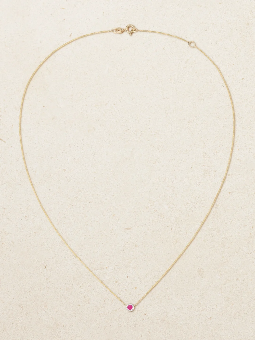 Close-up detail of the Diane Kordas Evil Eye 18-karat Gold Diamond Necklace