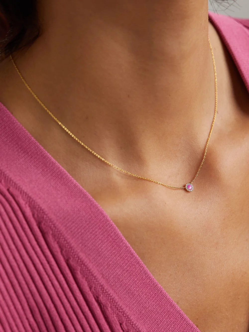 Diane Kordas Evil Eye 18-karat Gold Diamond Necklace, styled view