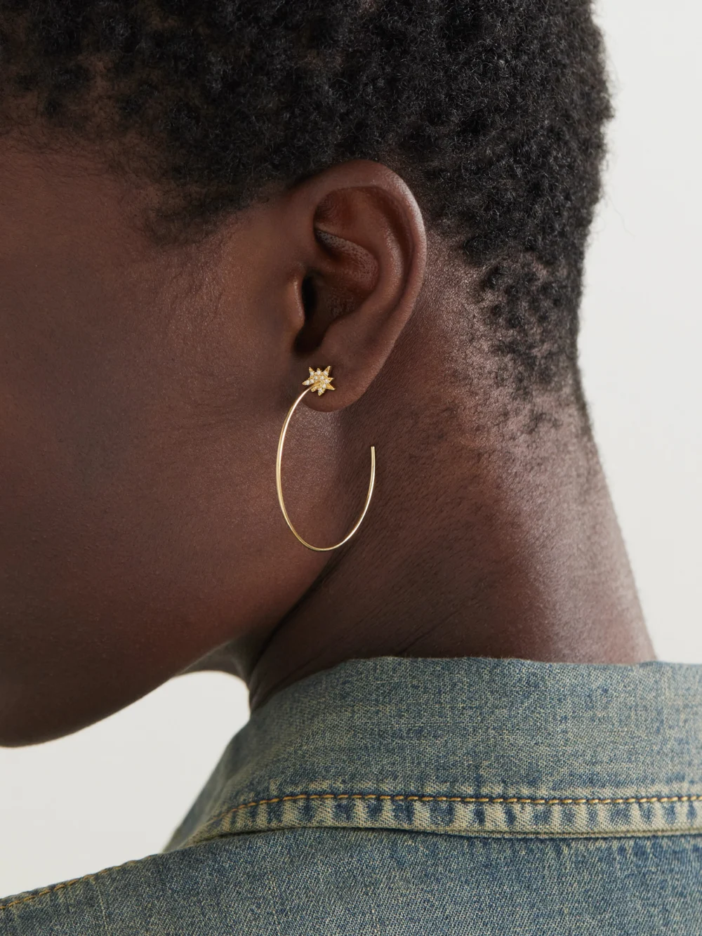 Diane Kordas Explosion Medium 18-karat Gold Diamond Hoop Earrings, styled view