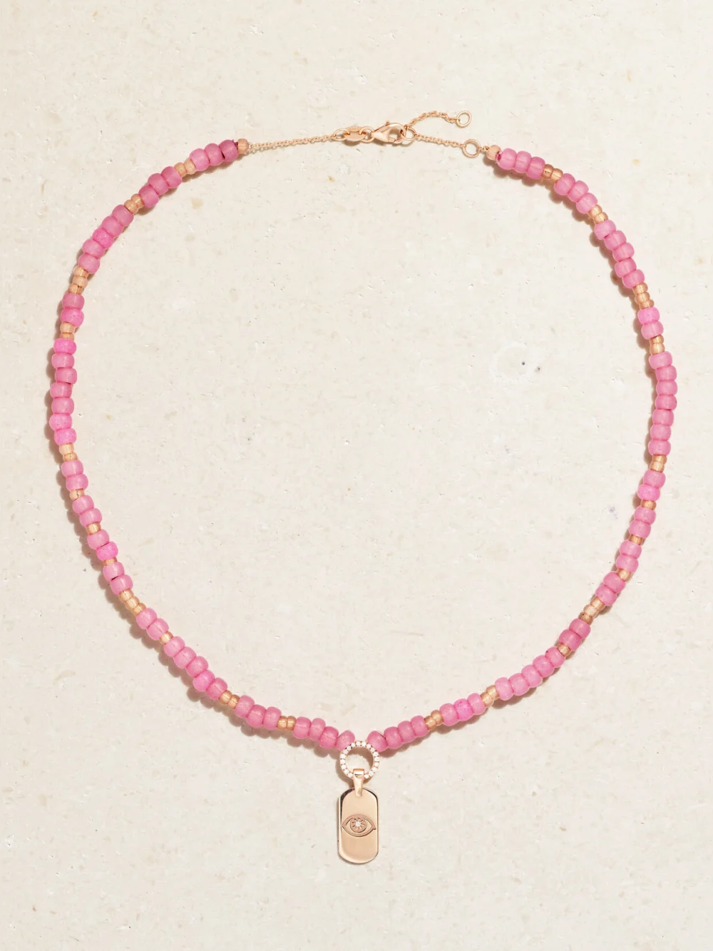 Diane Kordas Id 14-karat Rose Gold, Bead and Diamond Necklace