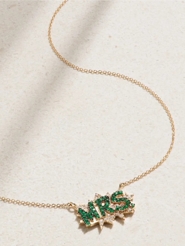 Diane Kordas Mrs. 18-karat Gold, Emerald and Diamond Necklace