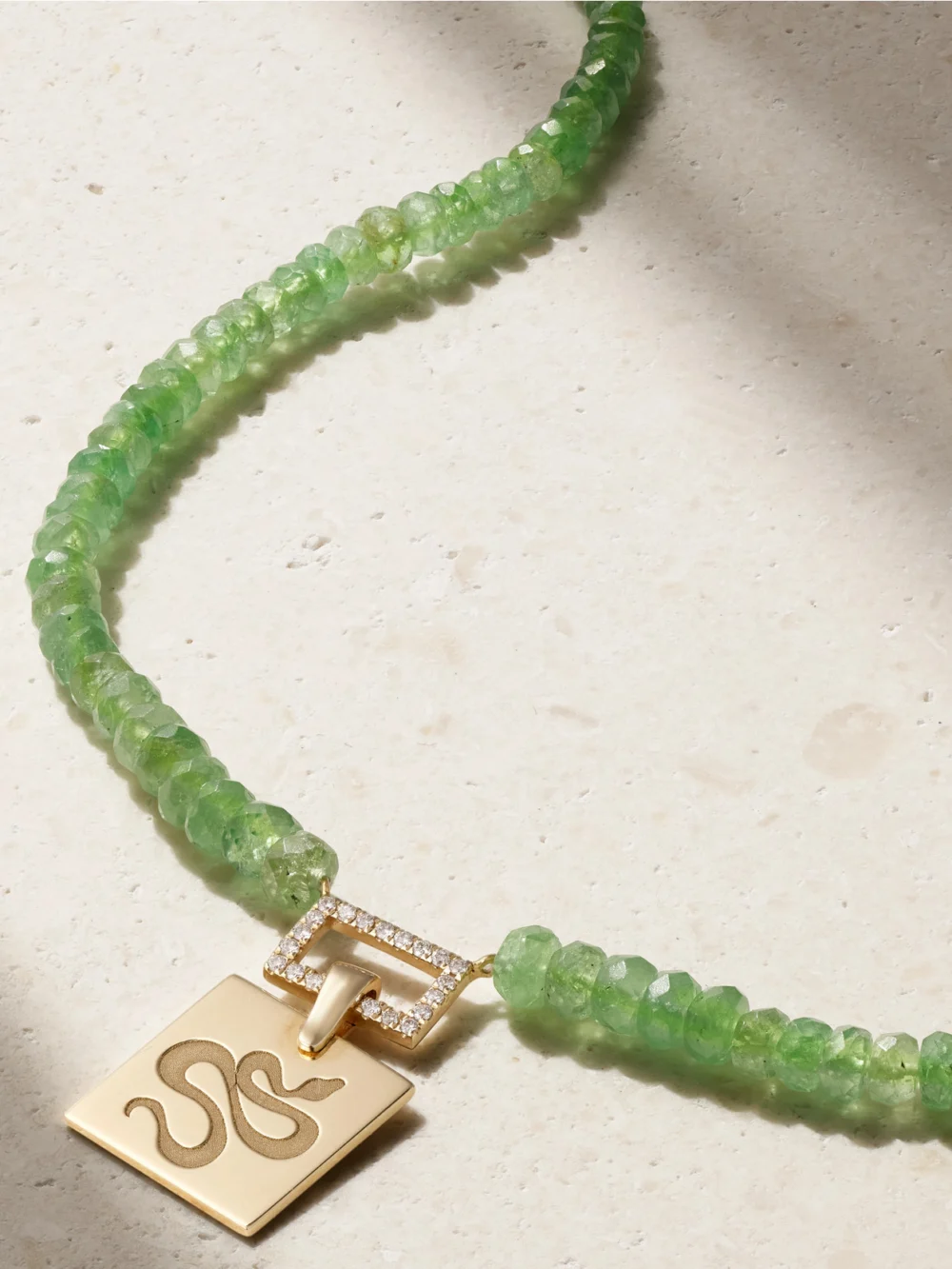 Diane Kordas Snake 14-karat Gold, Tsavorite and Diamond Necklace