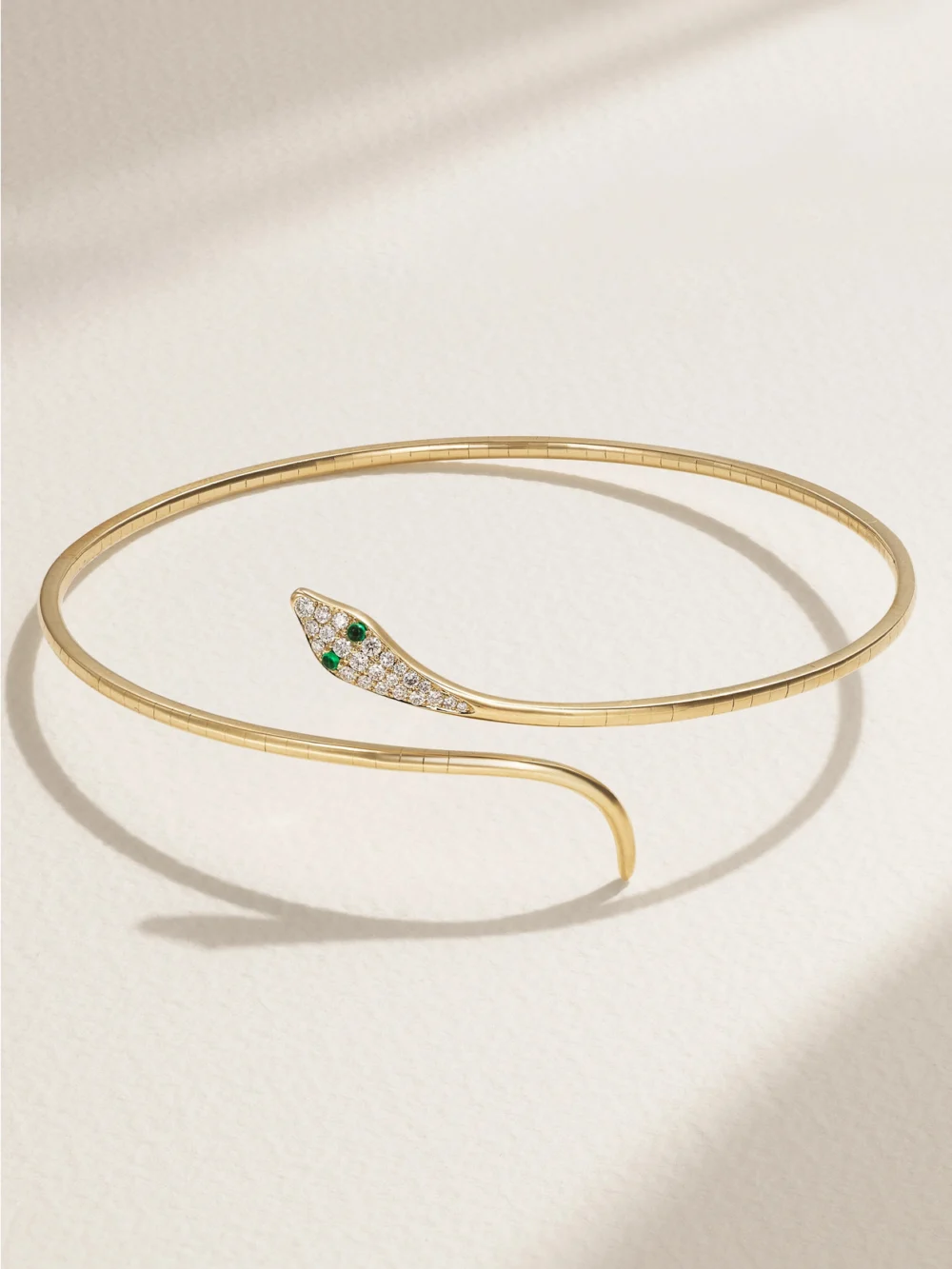 Diane Kordas Snake 9-karat Gold, Emerald and Diamond Arm Cuff