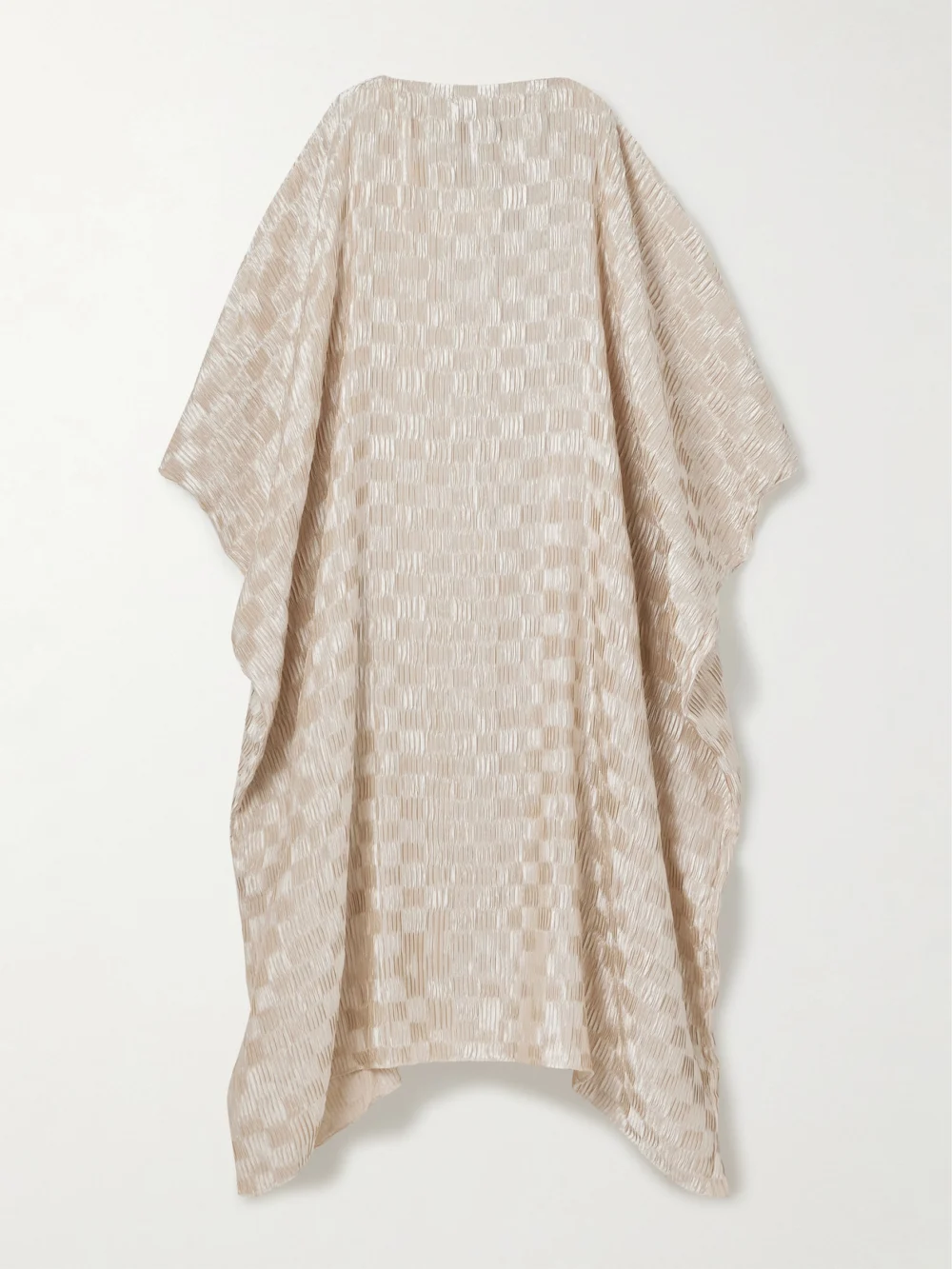 Dima Ayad Cocoon Checked Plissé-satin Gown in ivory