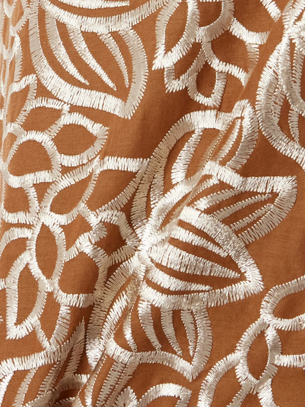 Close-up detail of the Dima Ayad Embroidered Satin Straight-leg Pants