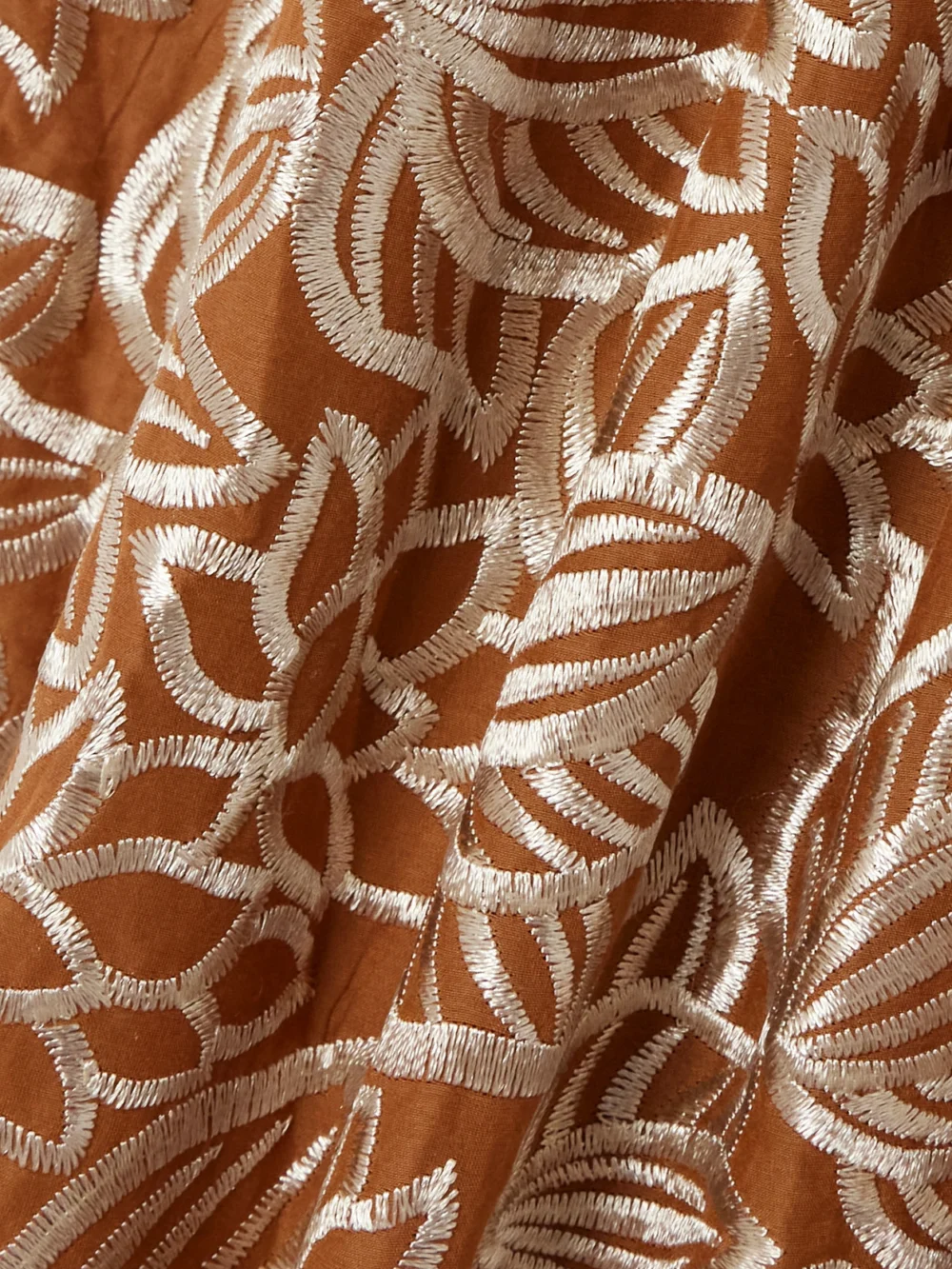 Close-up detail of the Dima Ayad Gathered Embroidered Satin Maxi Dress
