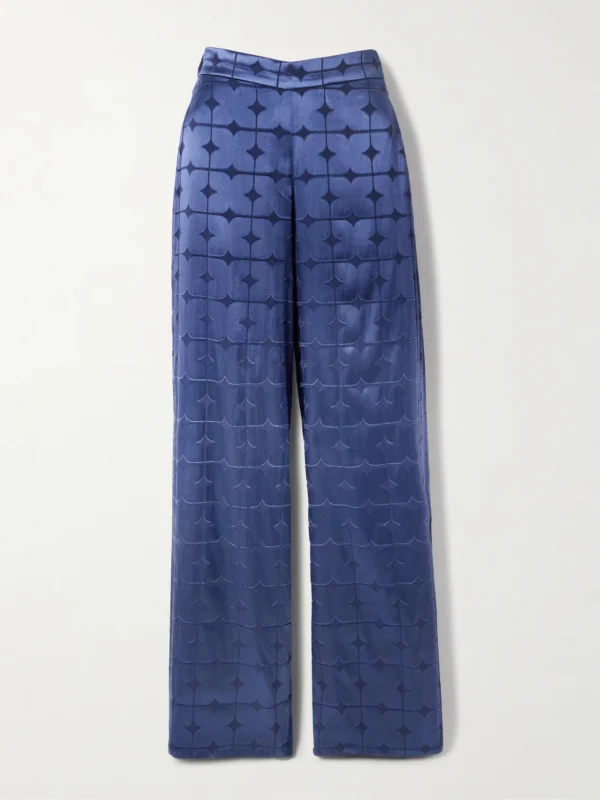 Dima Ayad Geometric Devoré-satin Straight-leg Pants