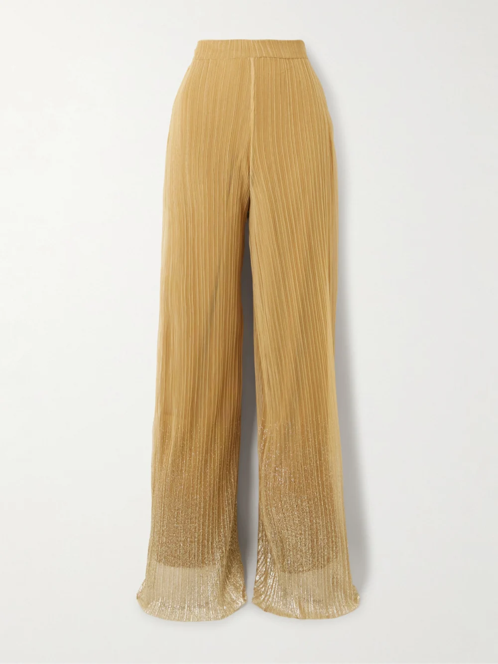 Dima Ayad Metallic Plissé Tulle Wide-leg Pants in gold