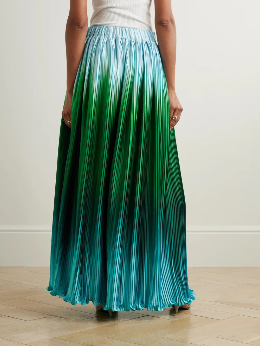 Back view of the Dima Ayad Ombré Plissé-taffeta Wide-leg Pants