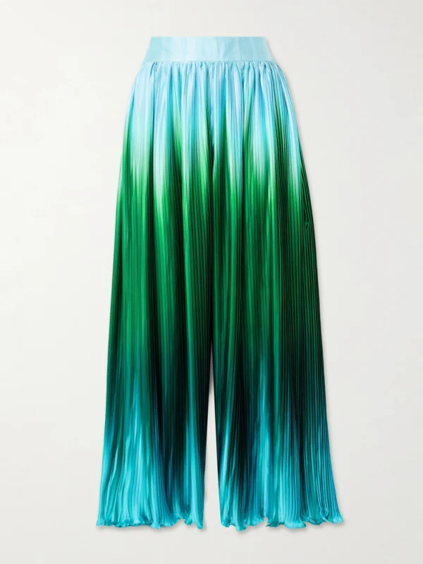 Dima Ayad Ombré Plissé-taffeta Wide-leg Pants