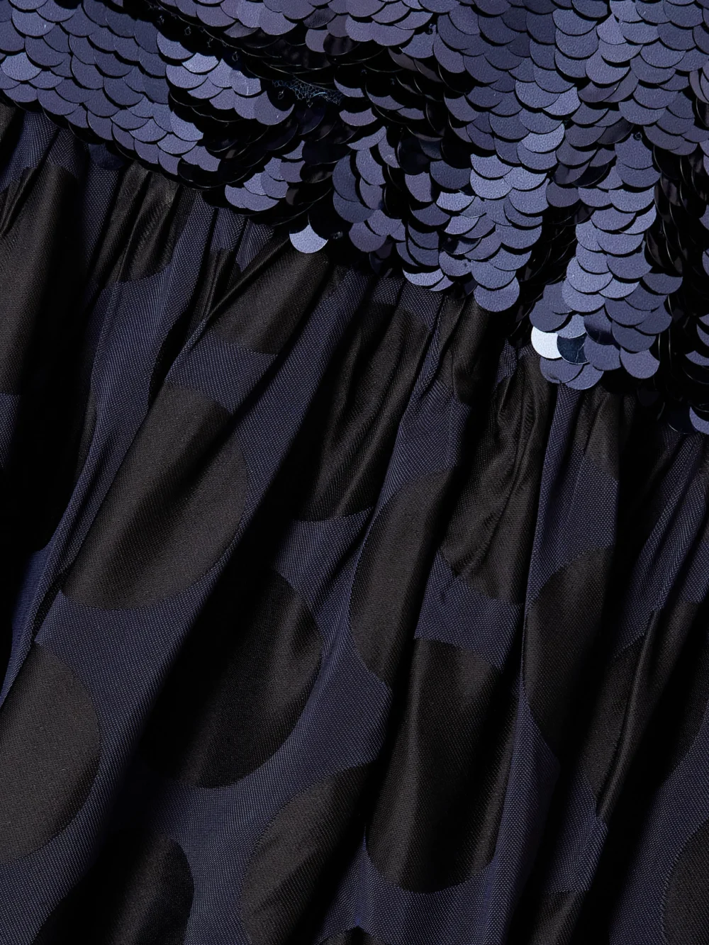 Close-up detail of the Dima Ayad Sequin-embellished Polka-dot Poplin Gown