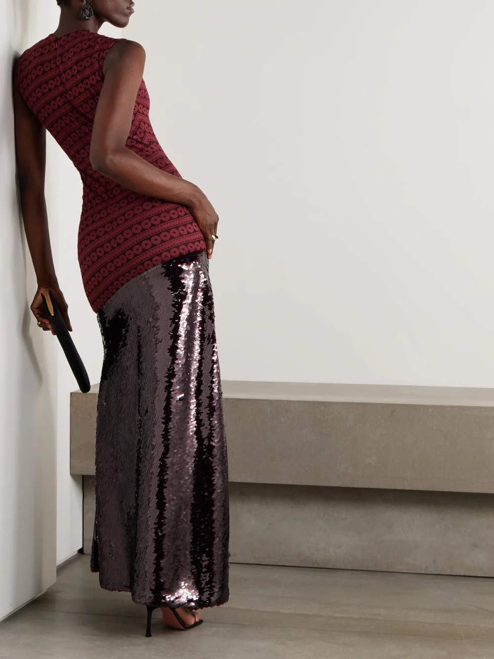 Back view of the Dima Ayad Sequined Lace Gown