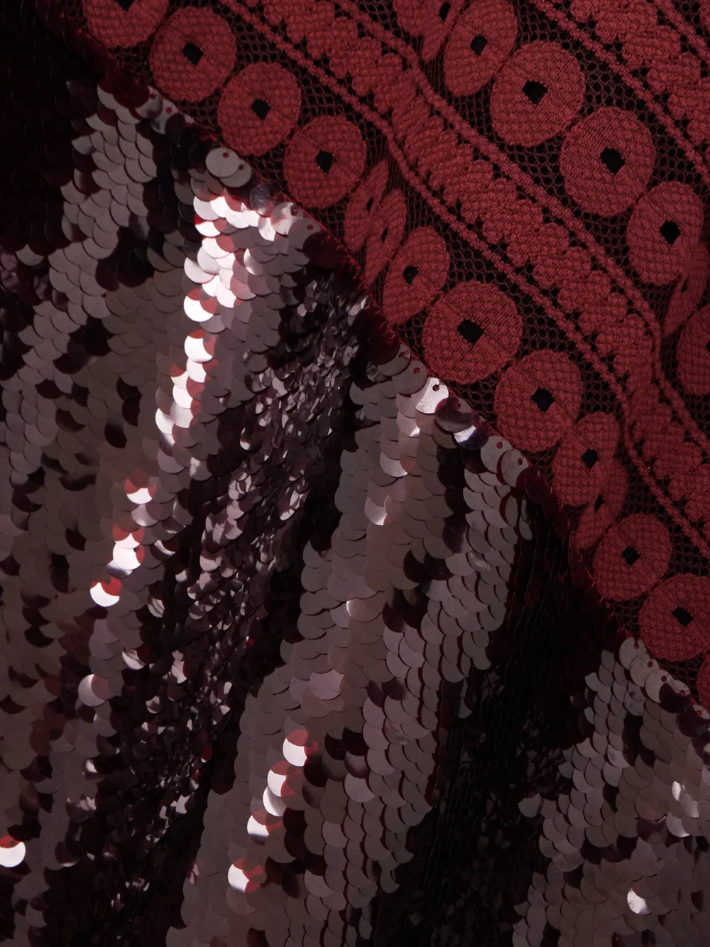 Close-up detail of the Dima Ayad Sequined Lace Gown