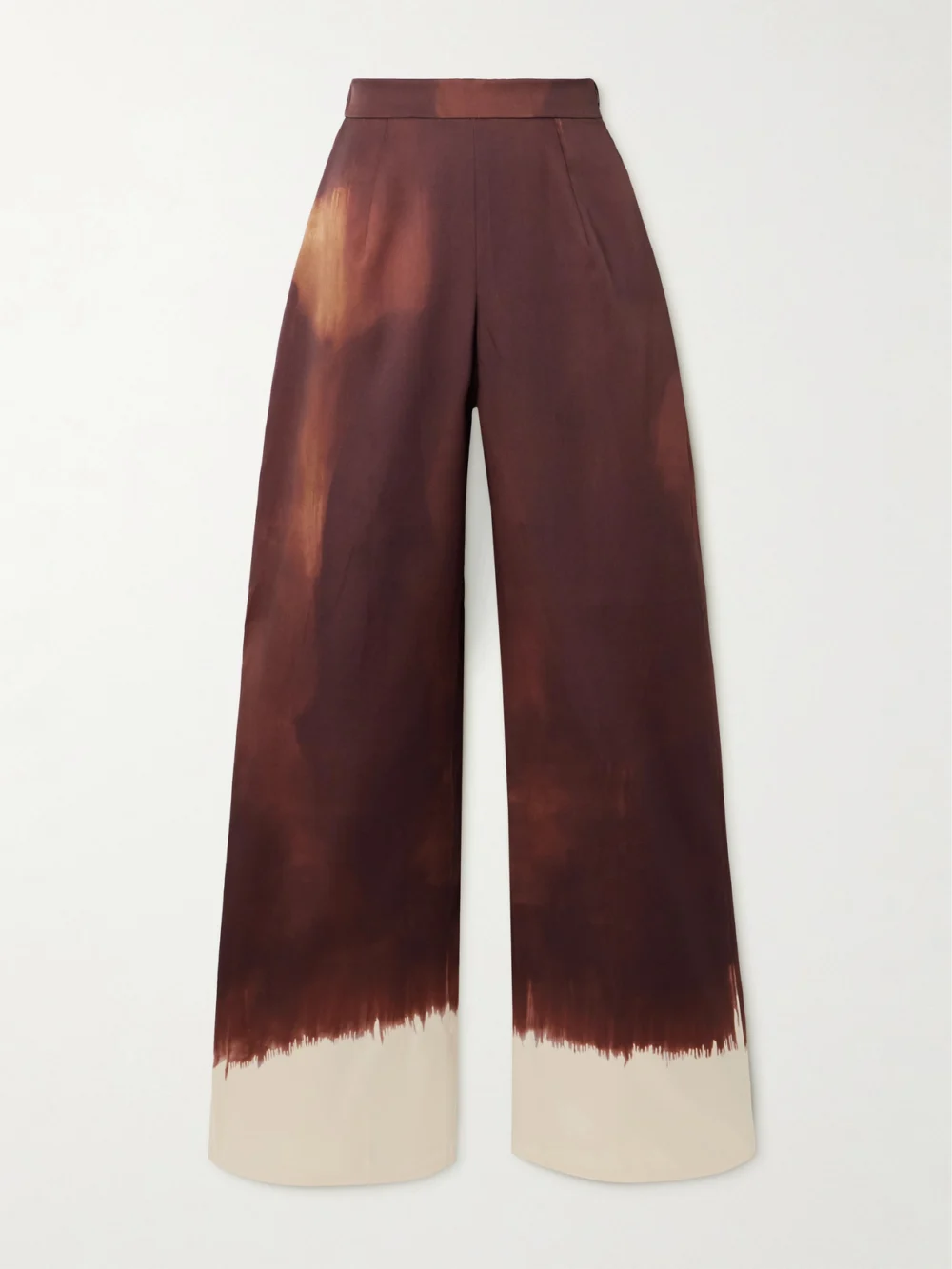 Dima Ayad Tie-dyed Satin-twill Wide-leg Pants in brown