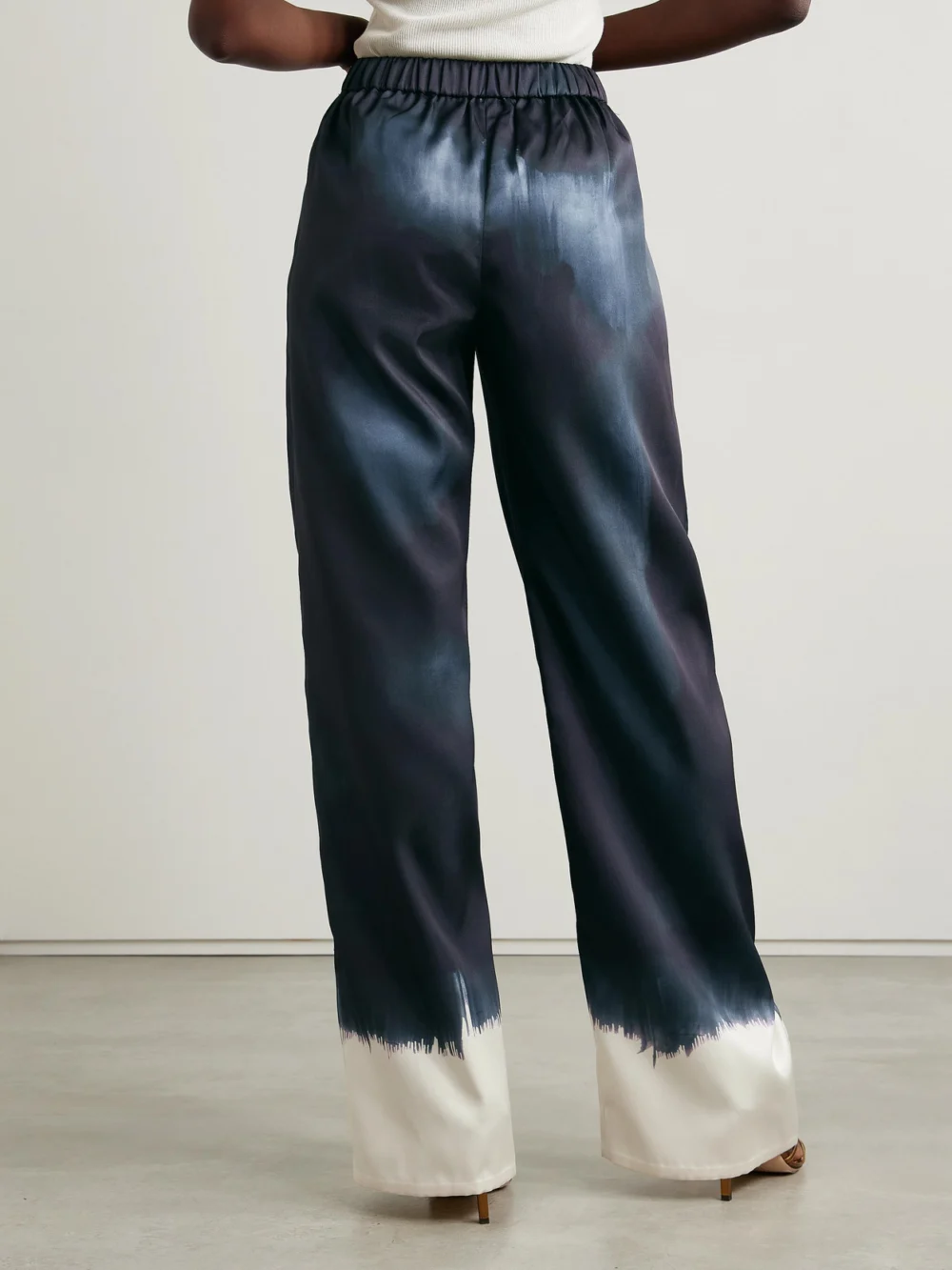Back view of the Dima Ayad Tie-dyed Satin-twill Wide-leg Pants