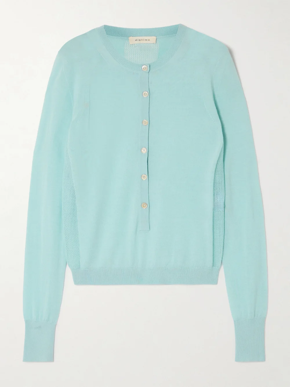 Diotima Barton Pointelle-knit Cashmere Henley Sweater in blue