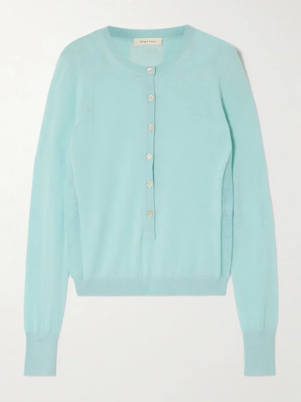 Diotima Barton Pointelle-knit Cashmere Henley Sweater