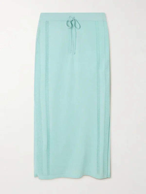 Diotima Brompton Pointelle-trimmed Cashmere Midi Skirt