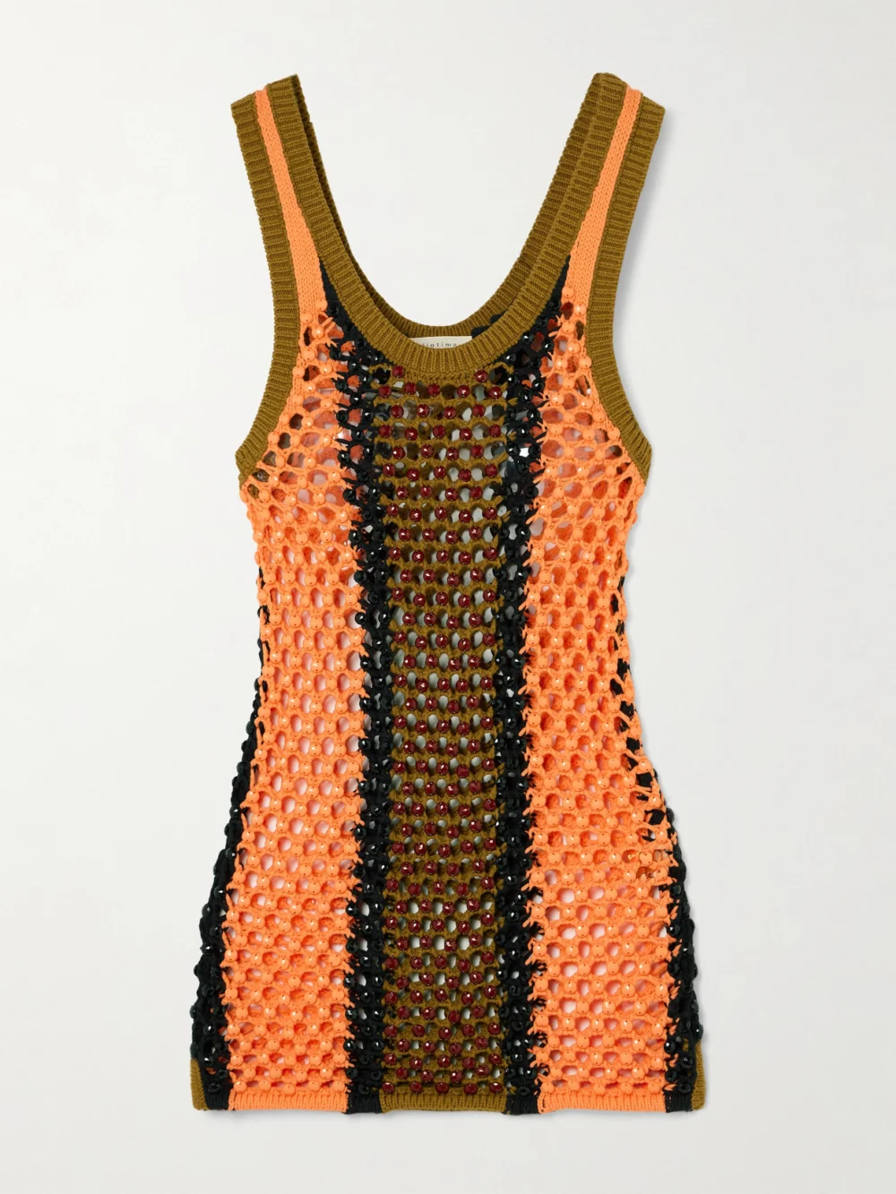 Diotima Dennis Marina Beaded Crocheted Cotton-blend Tank in orange
