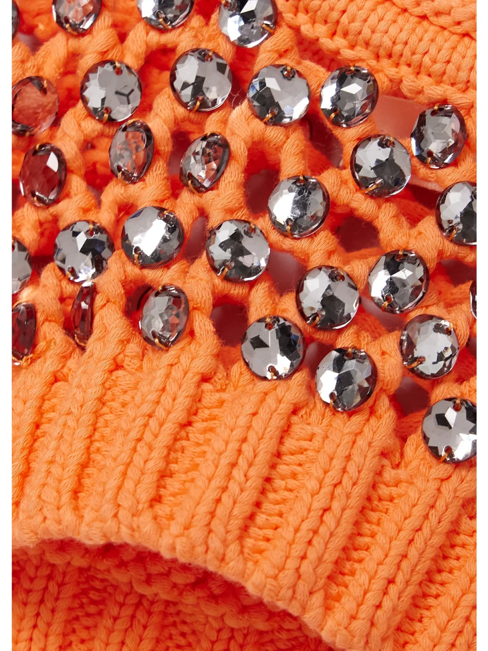 Close-up detail of the Diotima Lady Cropped Beaded Crocheted Cotton-blend Top