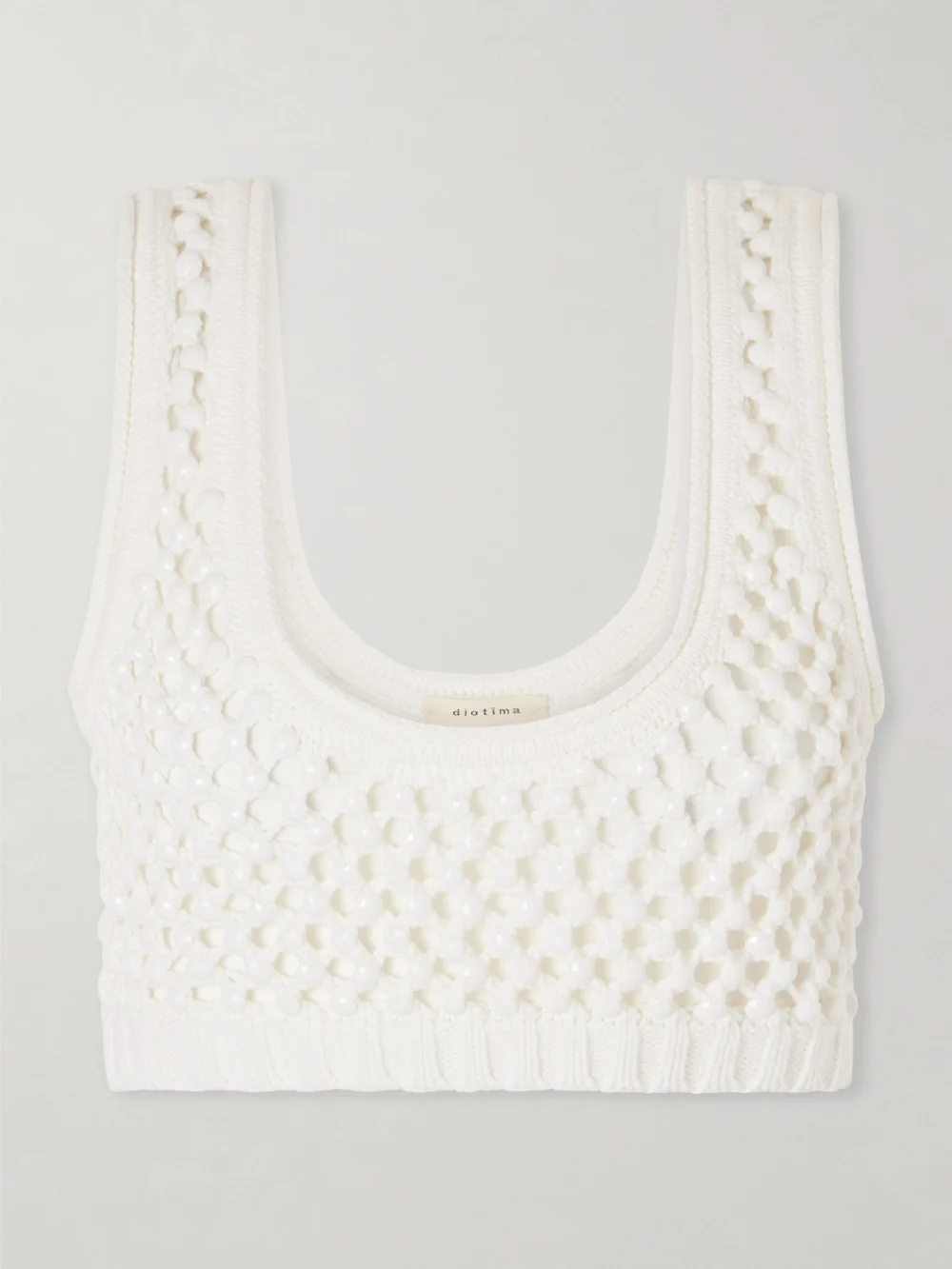 Diotima Lady Cropped Crocheted Cotton-blend Bralette Top in white