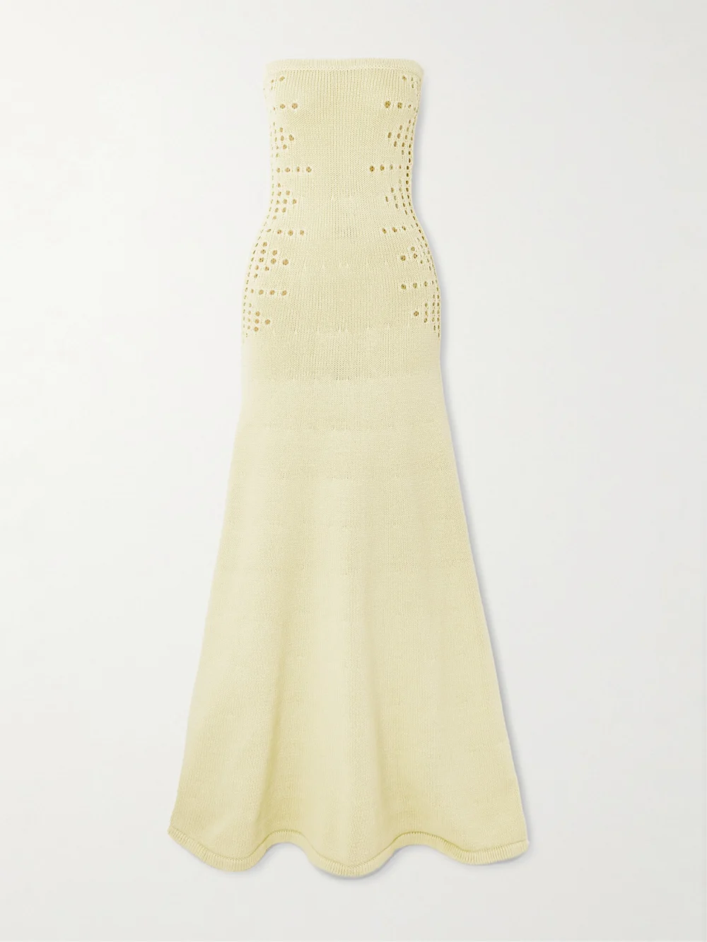 Diotima Mavis Strapless Pointelle-knit Cotton-blend Maxi Dress in yellow