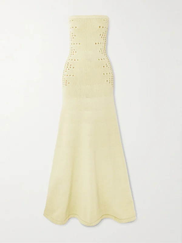 Diotima Mavis Strapless Pointelle-knit Cotton-blend Maxi Dress