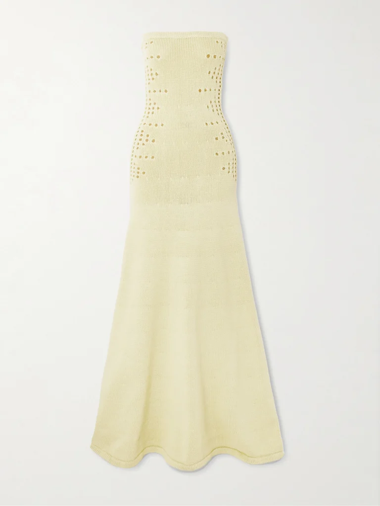 Diotima Mavis Strapless Pointelle-knit Cotton-blend Maxi Dress