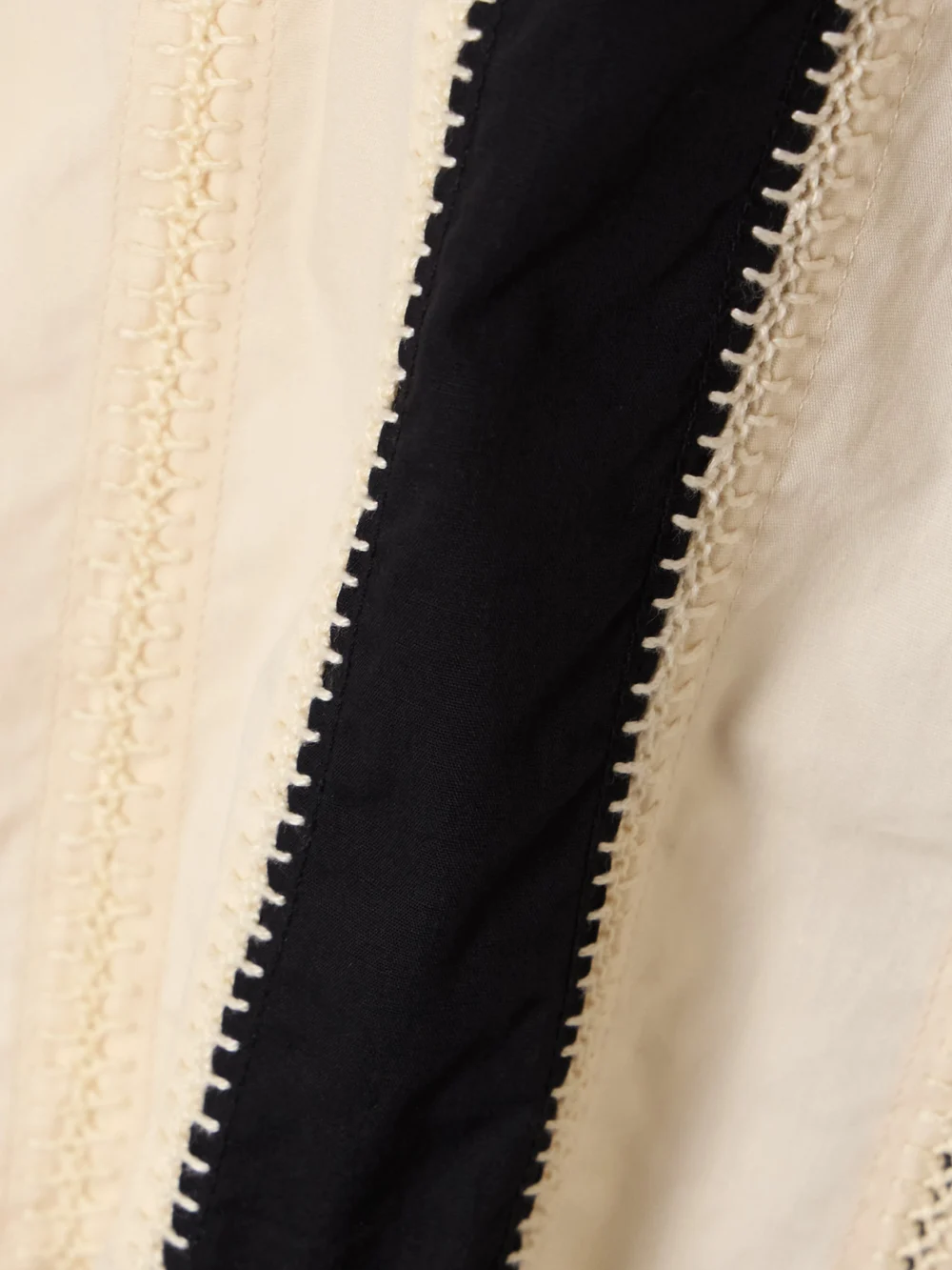 Close-up detail of the Diotima Mossman Crochet-trimmed Striped Cotton-poplin Shirt