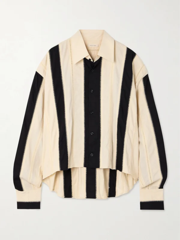 Diotima Mossman Crochet-trimmed Striped Cotton-poplin Shirt
