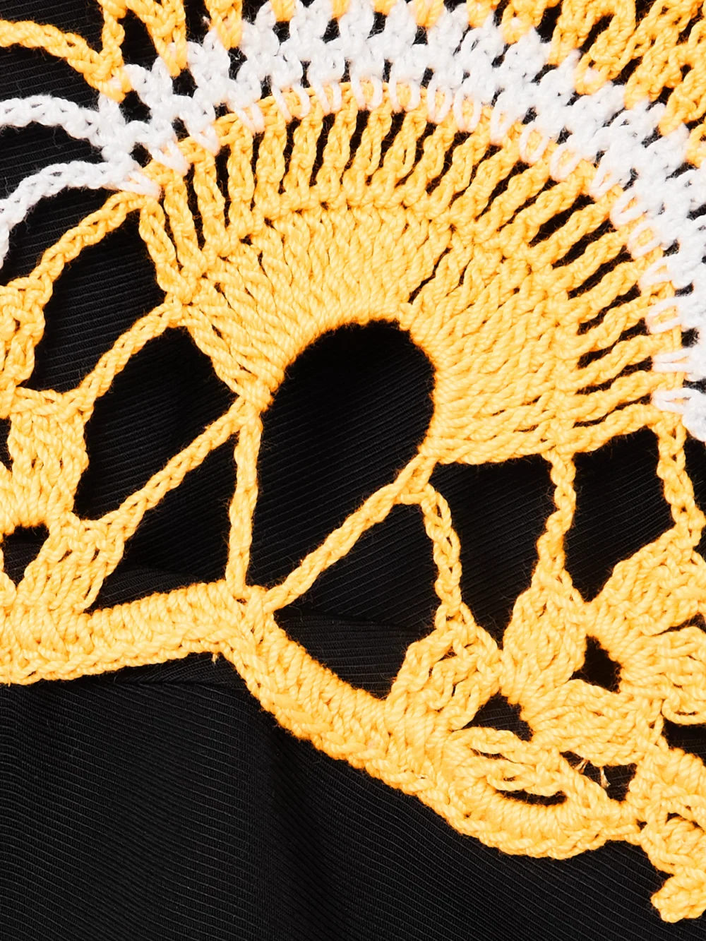Close-up detail of the Diotima Pavona Drill and Crocheted Cotton Top