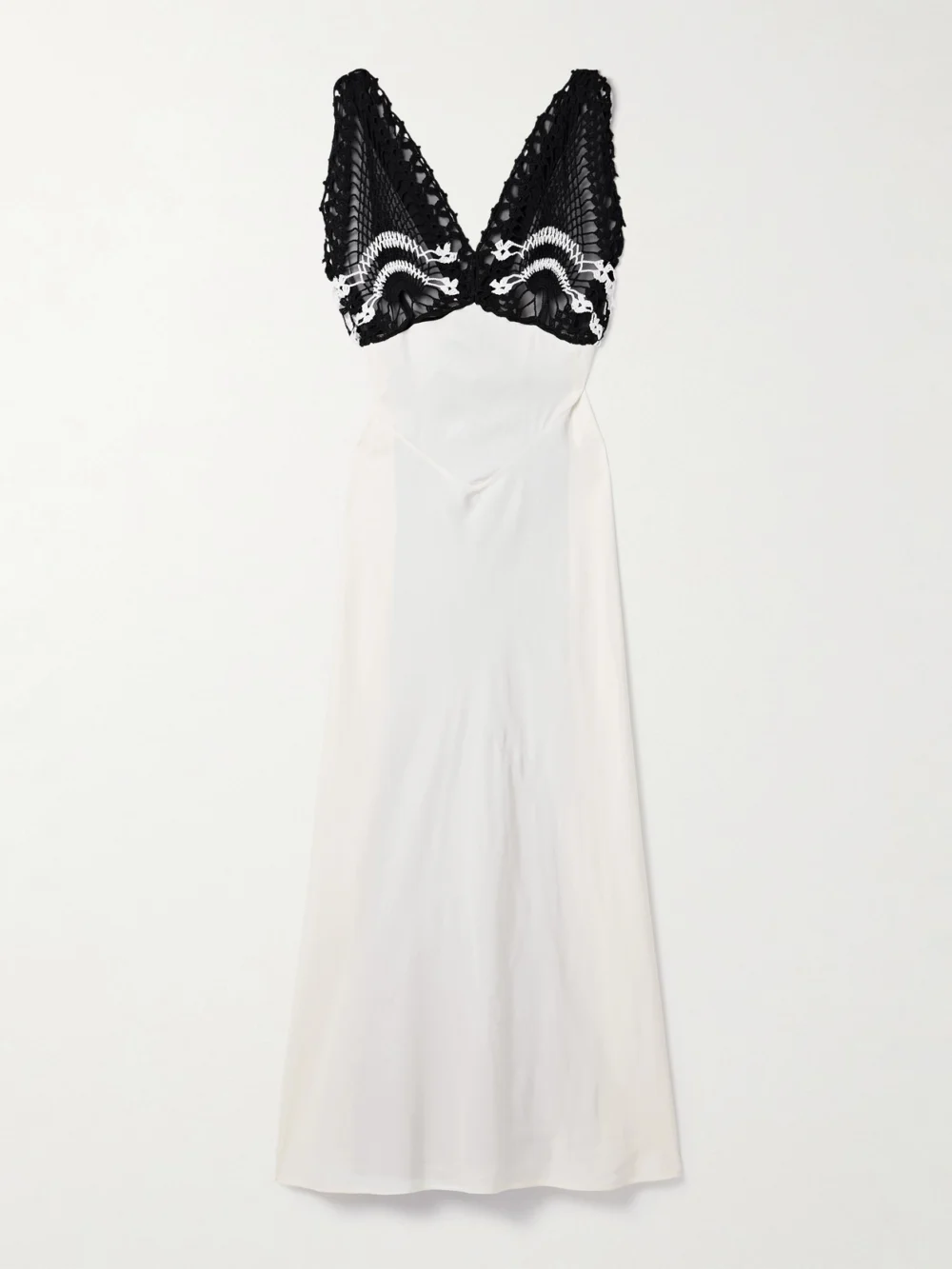 Diotima Pavona Two-tone Crocheted Cotton-trimmed Twill Maxi Dress in ivory